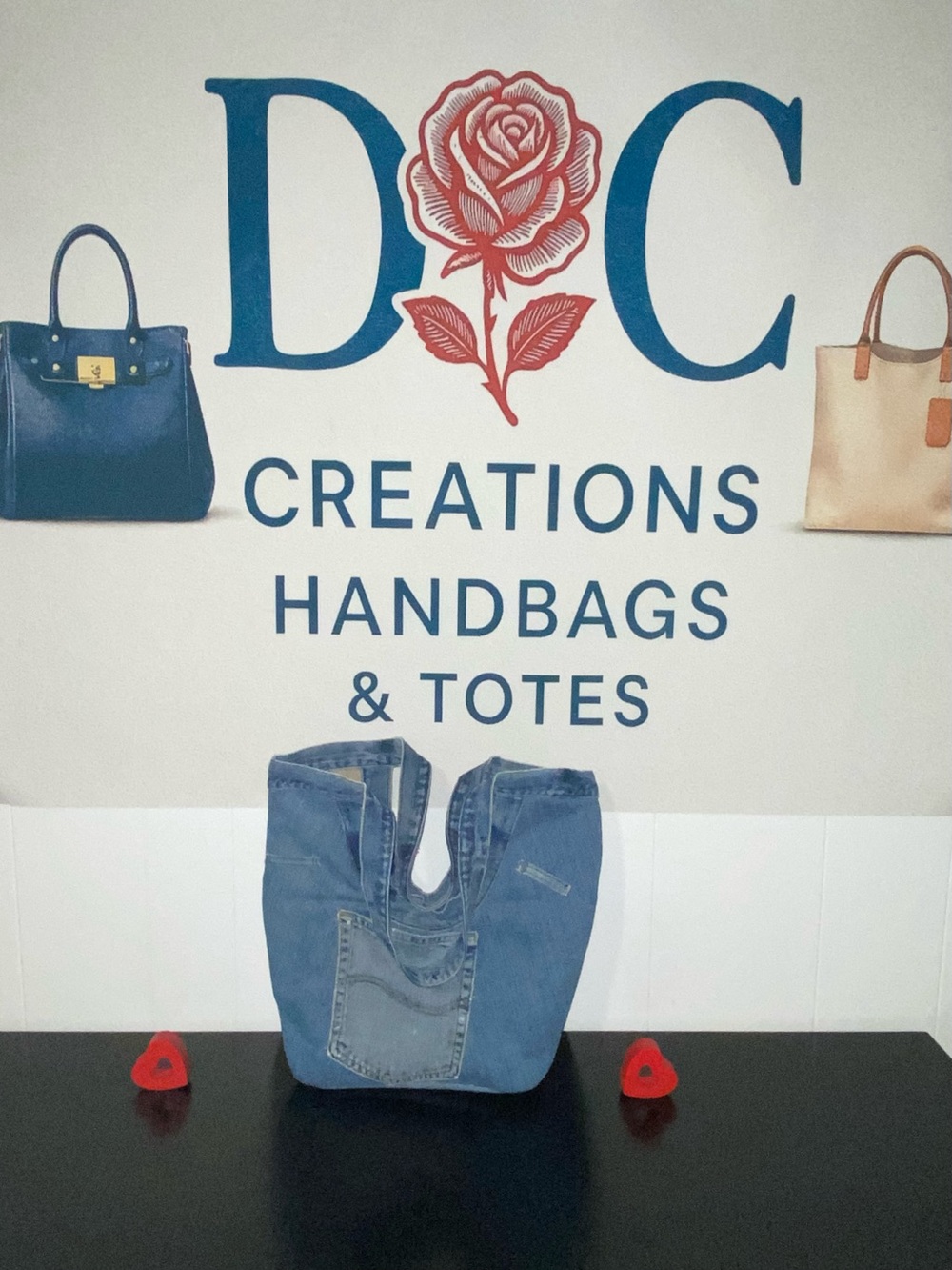 Denim Shoulder Tote Bag - Blue